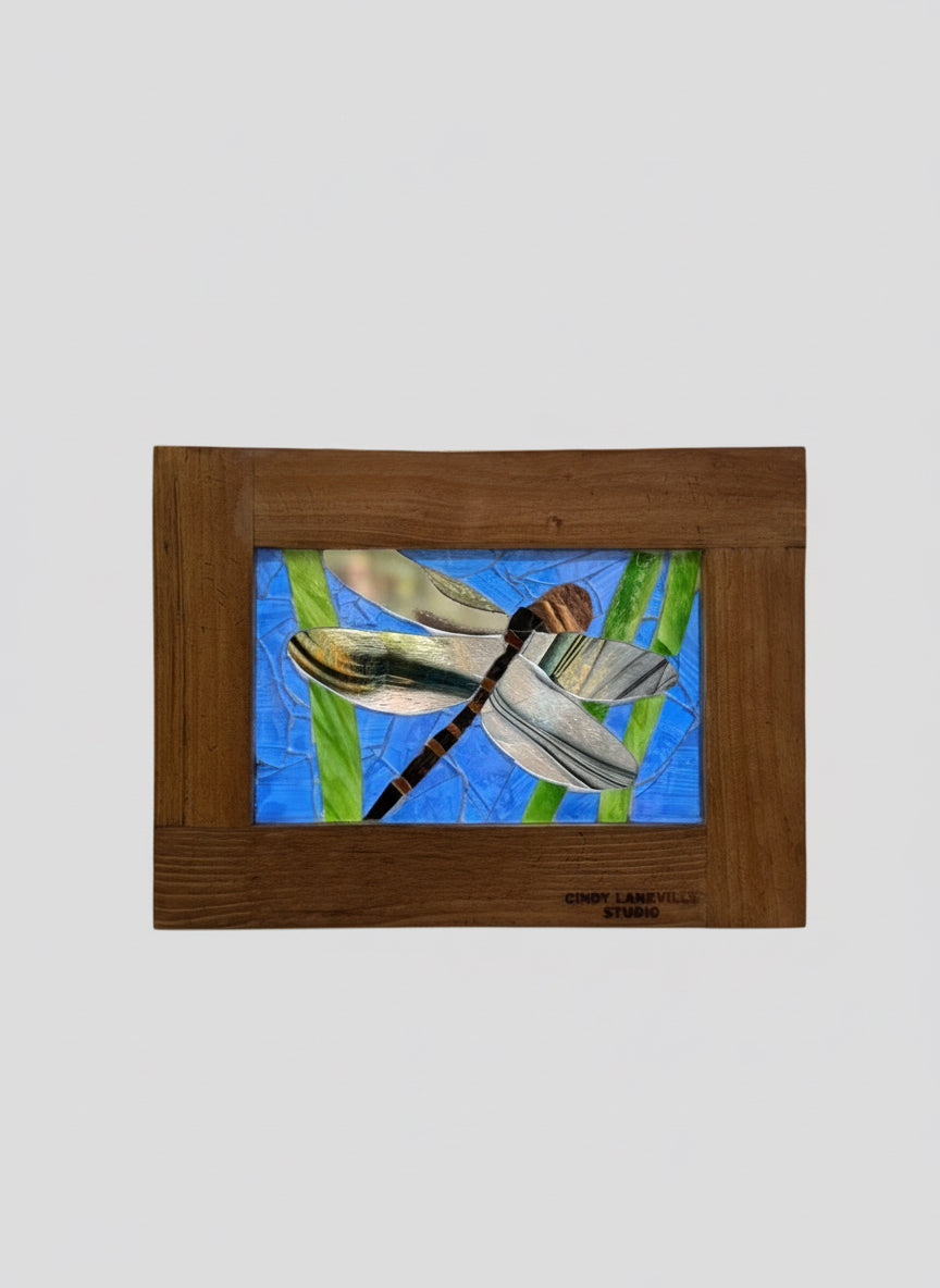 Cindy Laneville - Mosaic Artist Window Dragonfly - Original Glass Mosaic Artwork