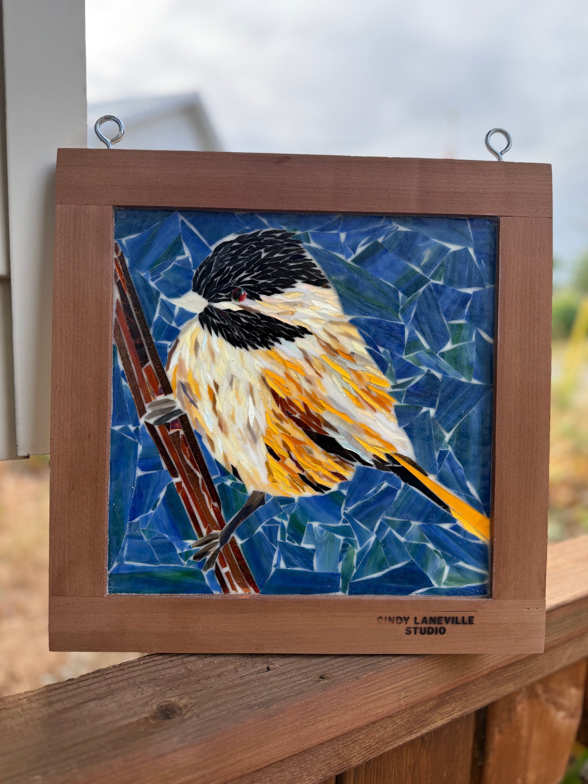 Cindy Laneville - Mosaic Artist Window Echo of the Chickadee