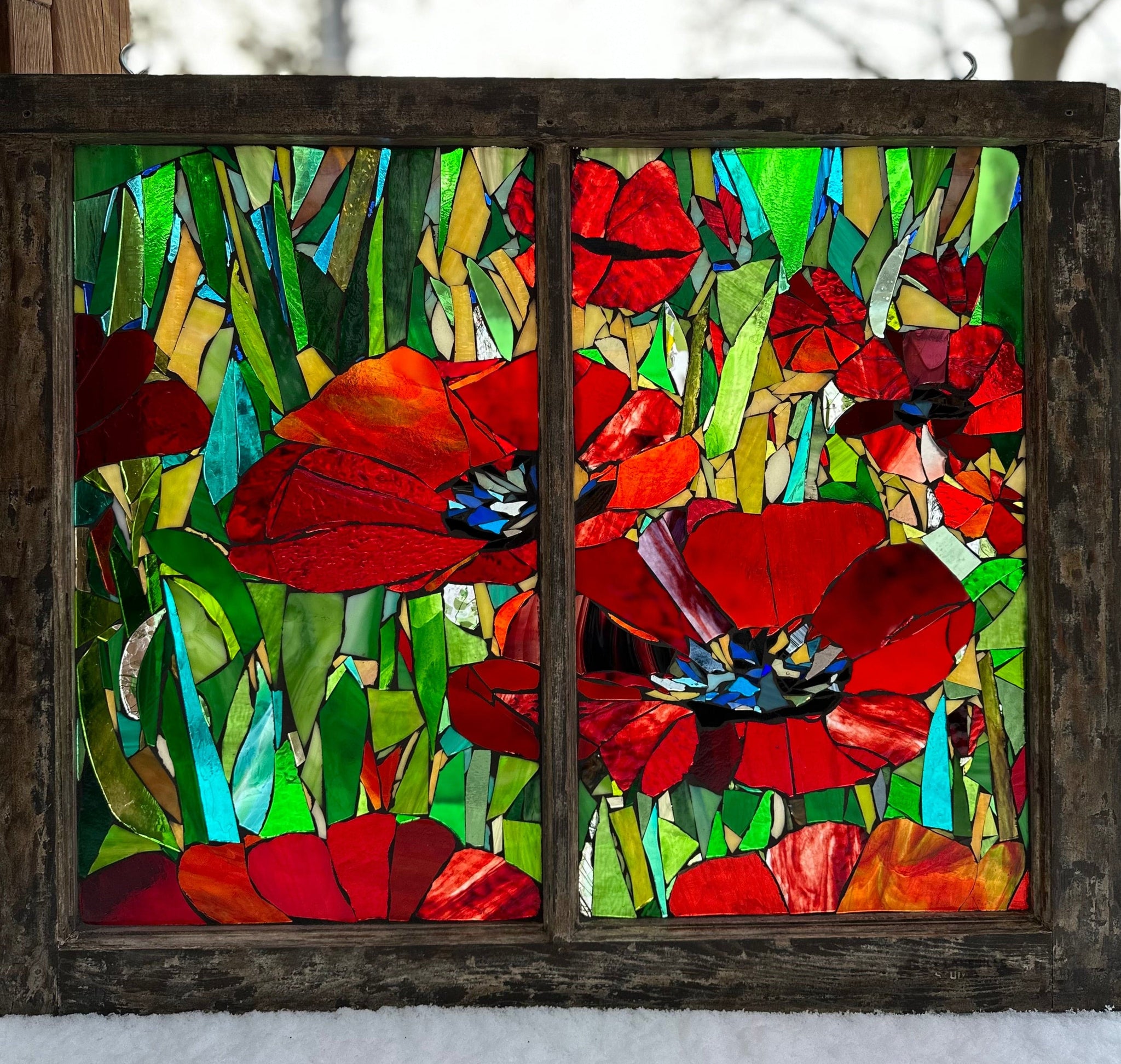 Cindy Laneville - Mosaic Artist Window Field of Poppies