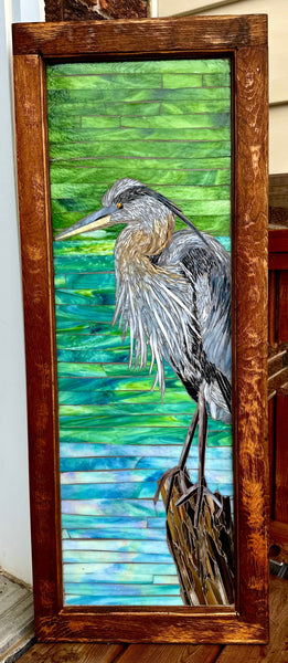 Cindy Laneville - Mosaic Artist window Hank the Heron