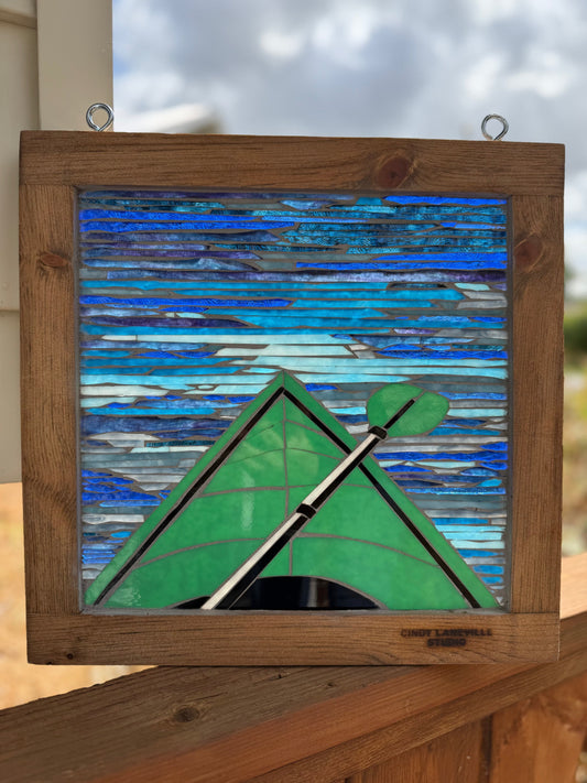 Cindy Laneville - Mosaic Artist Window Kayak - Original Glass Mosaic Artwork