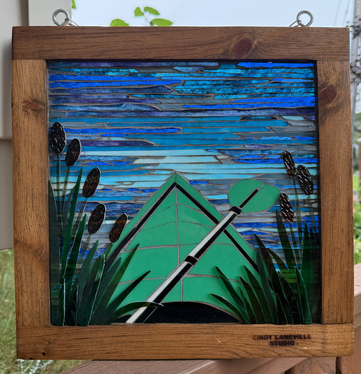 Cindy Laneville - Mosaic Artist Window Kayak - Original Glass Mosaic Artwork