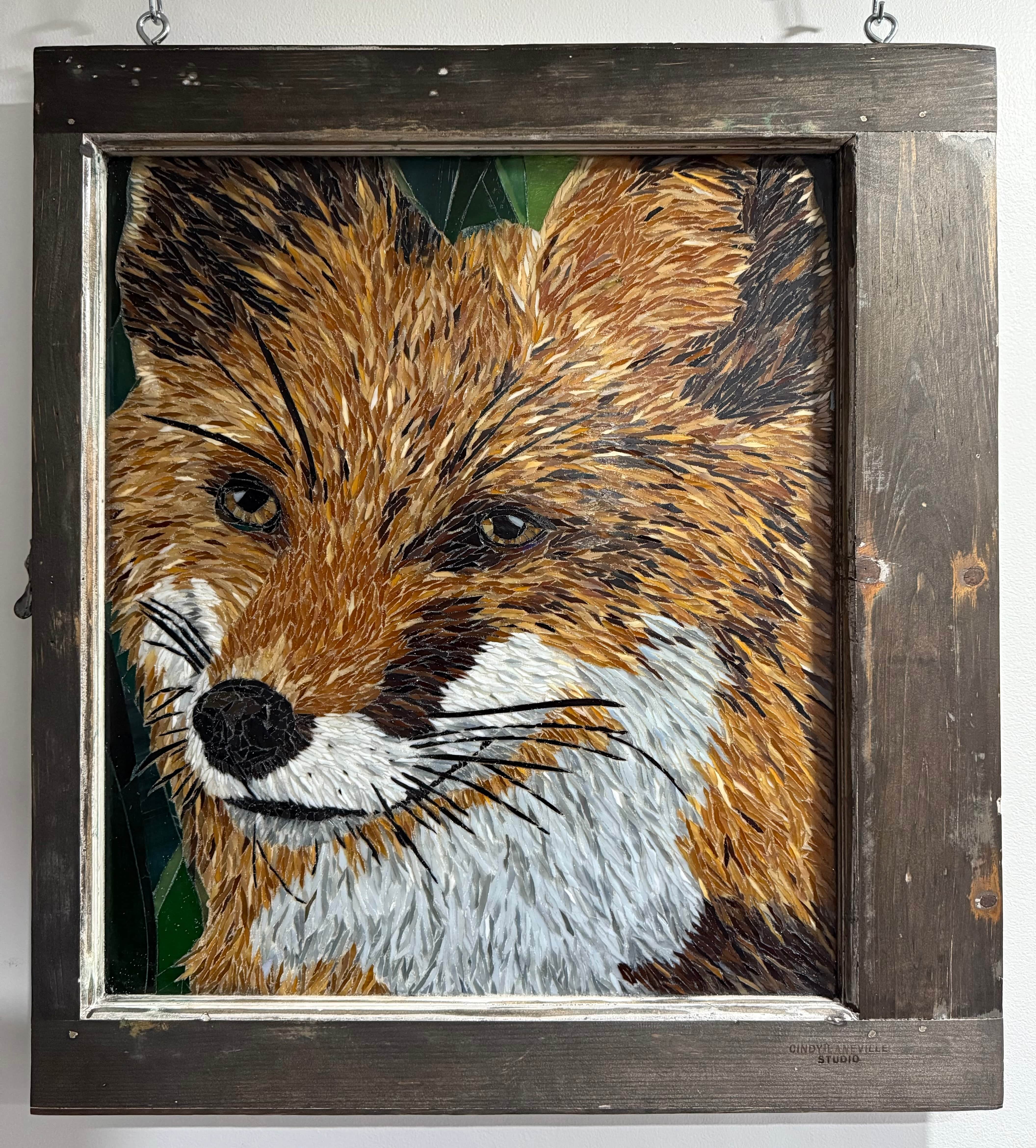 Red Fox Portrait | Large Handmade Stained Glass Mosaic Window Art