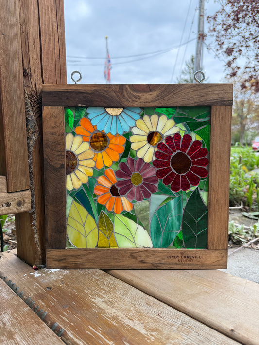 Cindy Laneville - Mosaic Artist Window Petal Party - Original Glass Mosaic Artwork