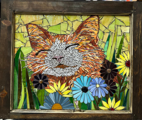 Cindy Laneville - Mosaic Artist Window Purrs and Petals