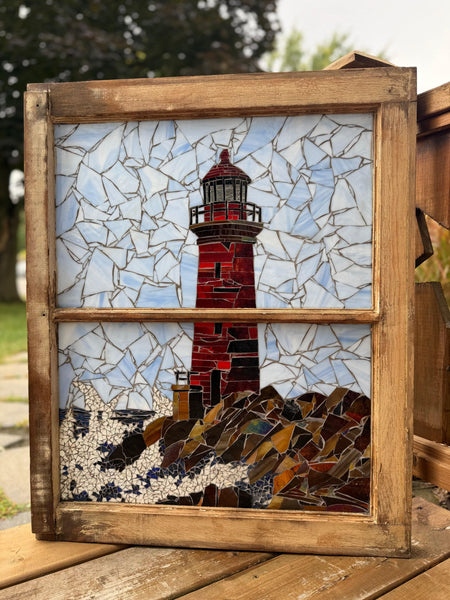 Cindy Laneville - Mosaic Artist Window Safe Passage - Lighthouse Window