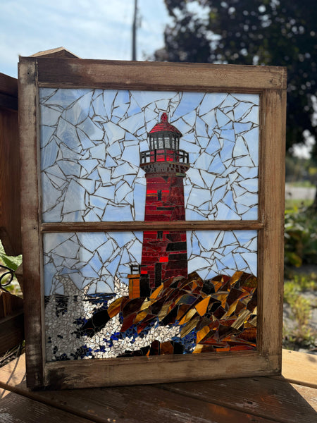 Cindy Laneville - Mosaic Artist Window Safe Passage - Lighthouse Window