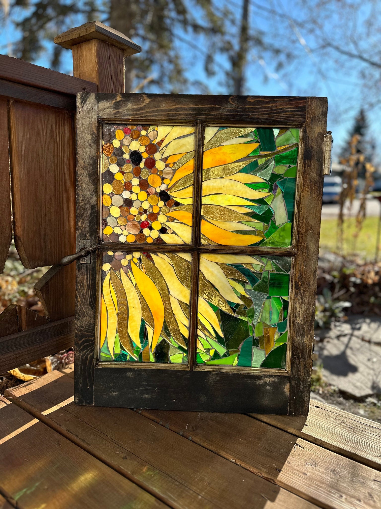 Cindy Laneville - Mosaic Artist Window Sunflower Bloom