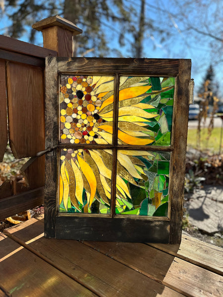 Cindy Laneville - Mosaic Artist Window Sunflower Bloom