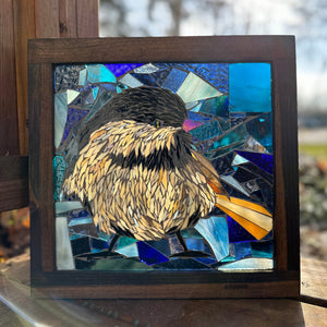 Cindy Laneville - Mosaic Artist Windows Chirping Chickadee