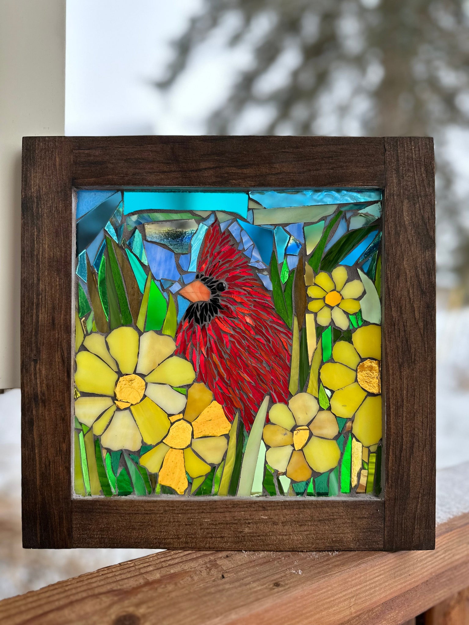 Cindy Laneville - Mosaic Artist Windows Red Cardinal