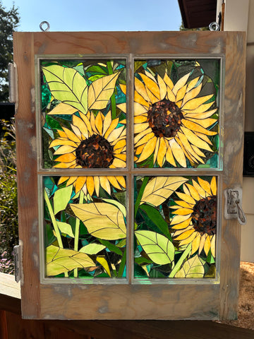 Cindy Laneville - Mosaic Artist Windows Sunny Sunflowers