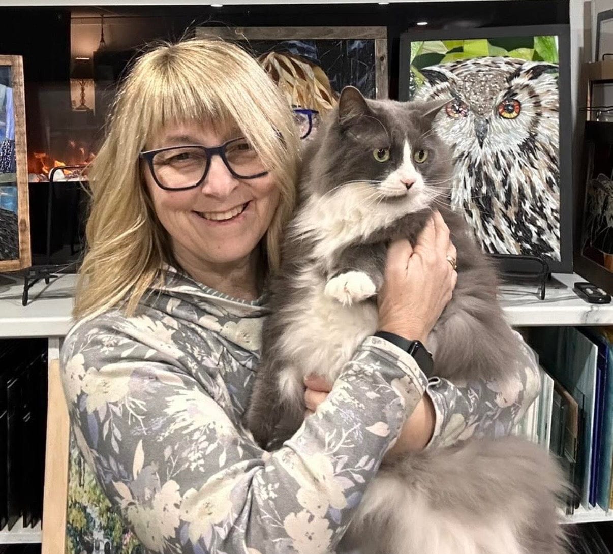 Cindy Laneville with Breeze aka studio cat