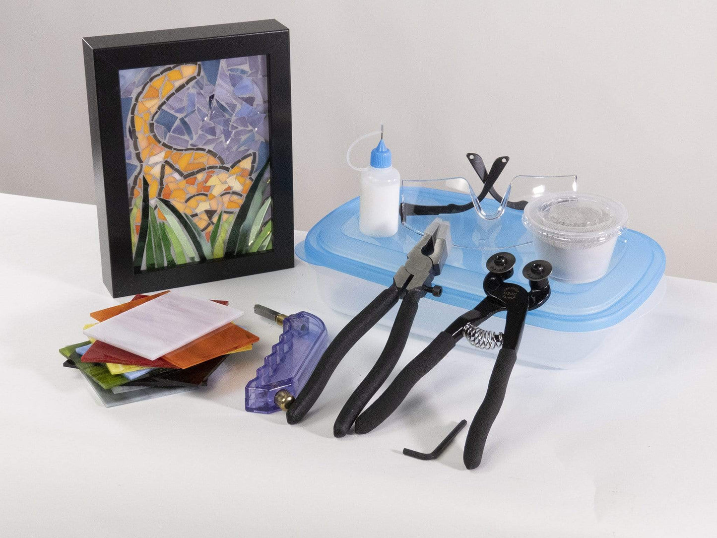 Cindy Laneville - Mosaic Artist kits Black Frame DIY Orange Whimsical Cat Frame