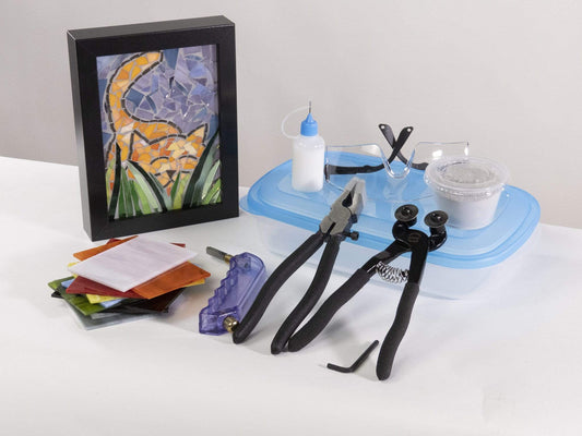 Cindy Laneville - Mosaic Artist kits Black Frame DIY Orange Whimsical Cat Frame