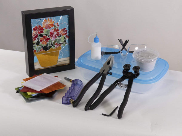 Cindy Laneville - Mosaic Artist kits Black Frame Potted Flowers DIY Frame