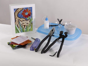 Cindy Laneville - Mosaic Artist kits White Frame DIY Beige Whimsical Cat Frame