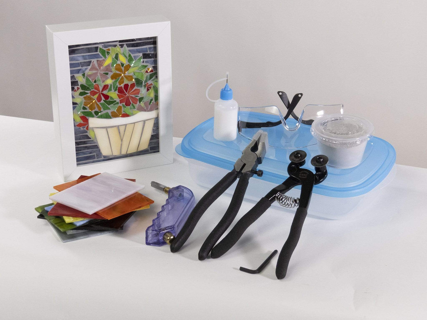 Cindy Laneville - Mosaic Artist kits White Frame Potted Flowers DIY Frame