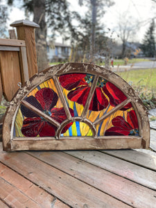 Cindy Laneville - Mosaic Artist Poppies in arched frame!